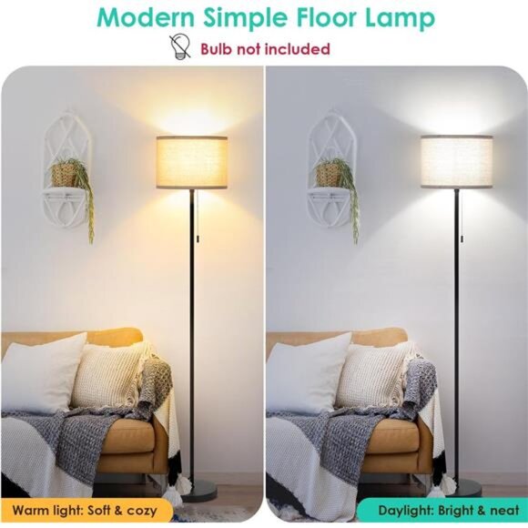 FOLKSMATE Floor Lamp for Living Room, LED Modern Simple Standing Lamps, Tall - Picture 2 of 6